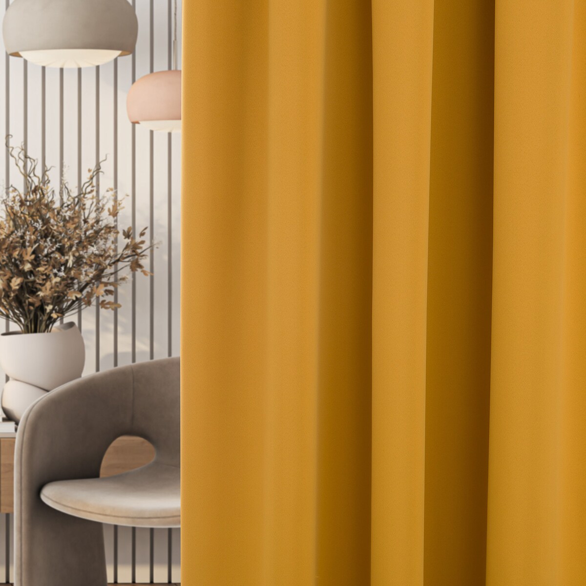Zasłona zaciemniająca na taśmie marszczącej miodowy żółty 140 x 280 cm 1 szt. 140x280 żółty-złoty