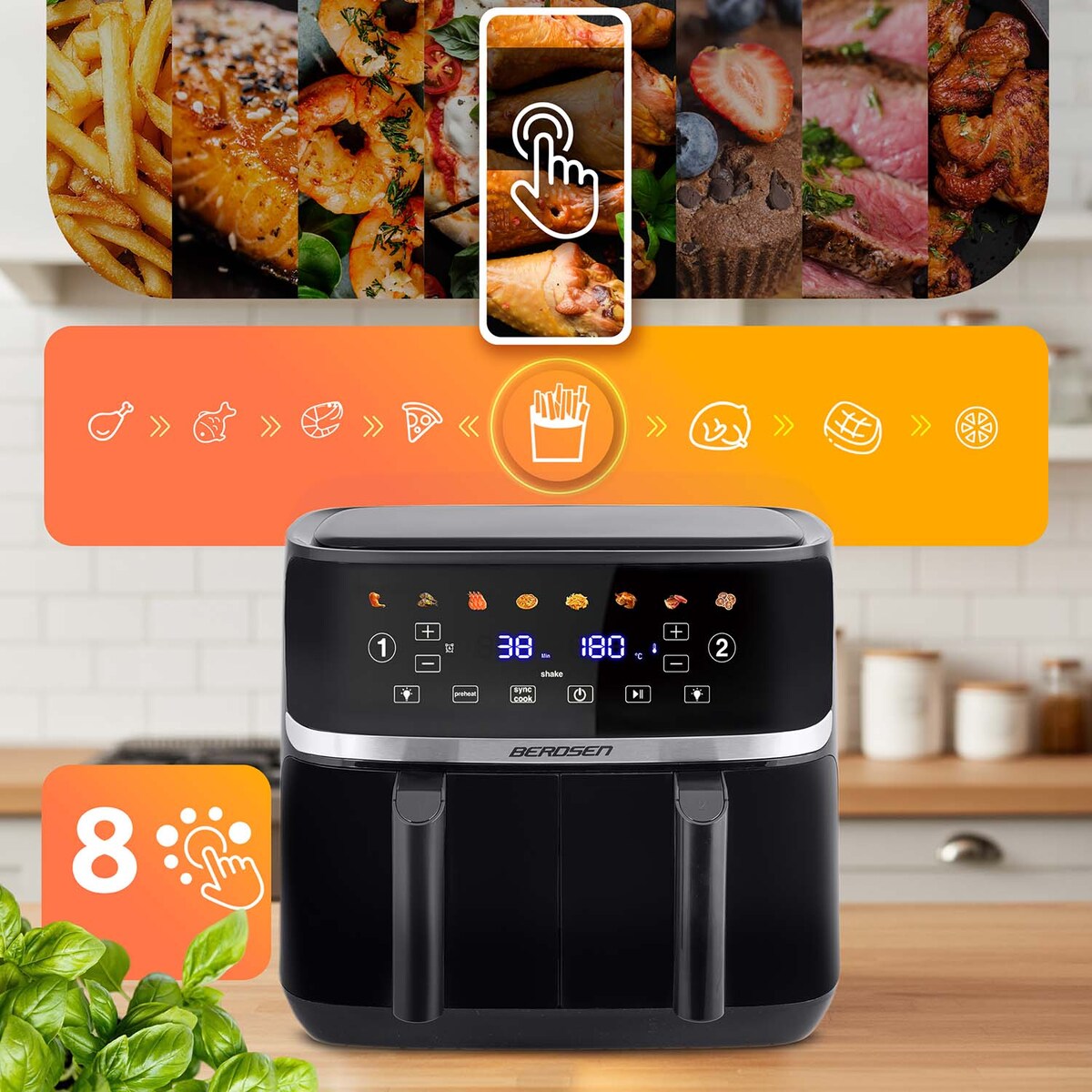 Frytkownica beztłuszczowa 10,2l Air Fryer frytownica Berdsen 1700W