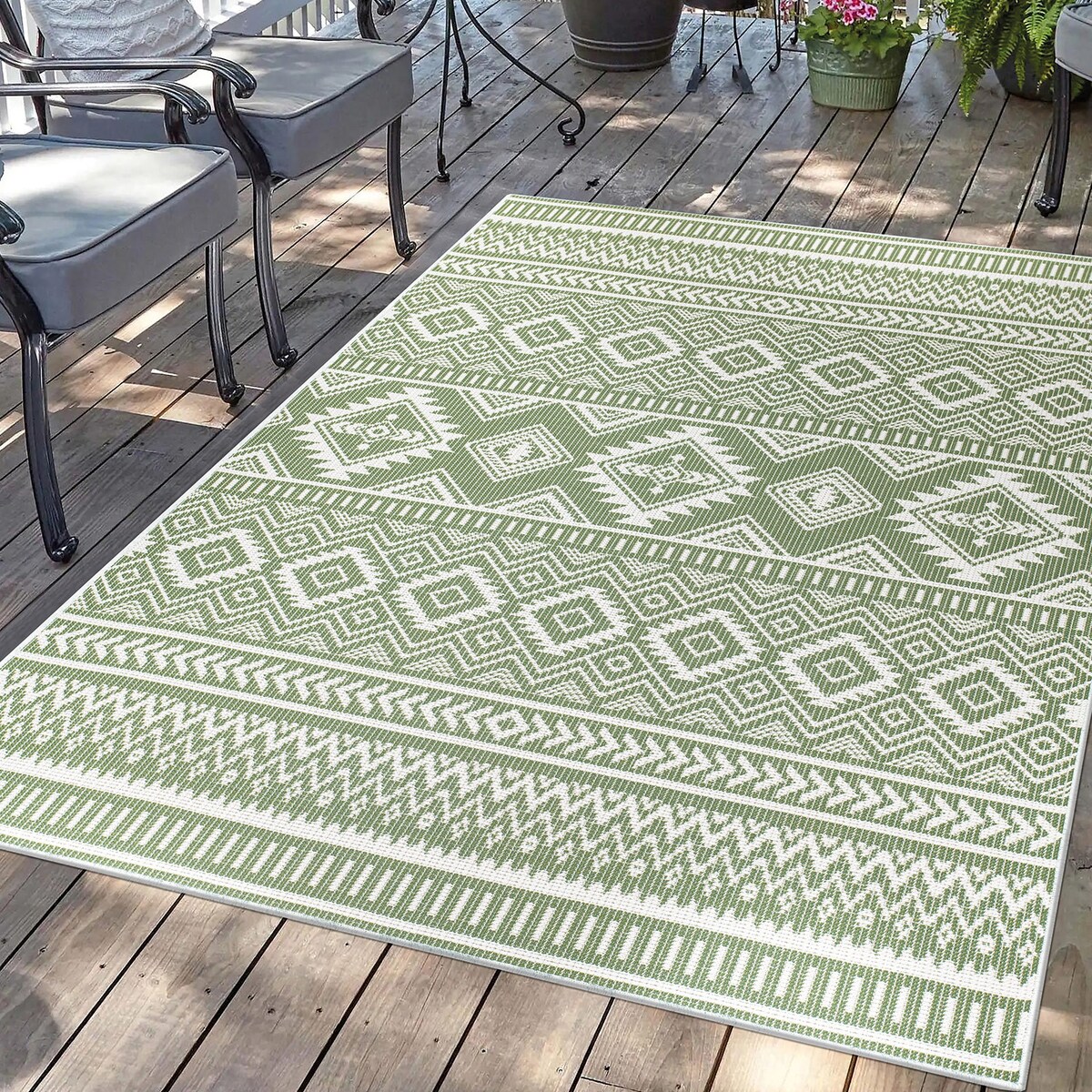 Dywan na zewnątrz i do wnętrz boho Paloa 35220 Zielony 200x290