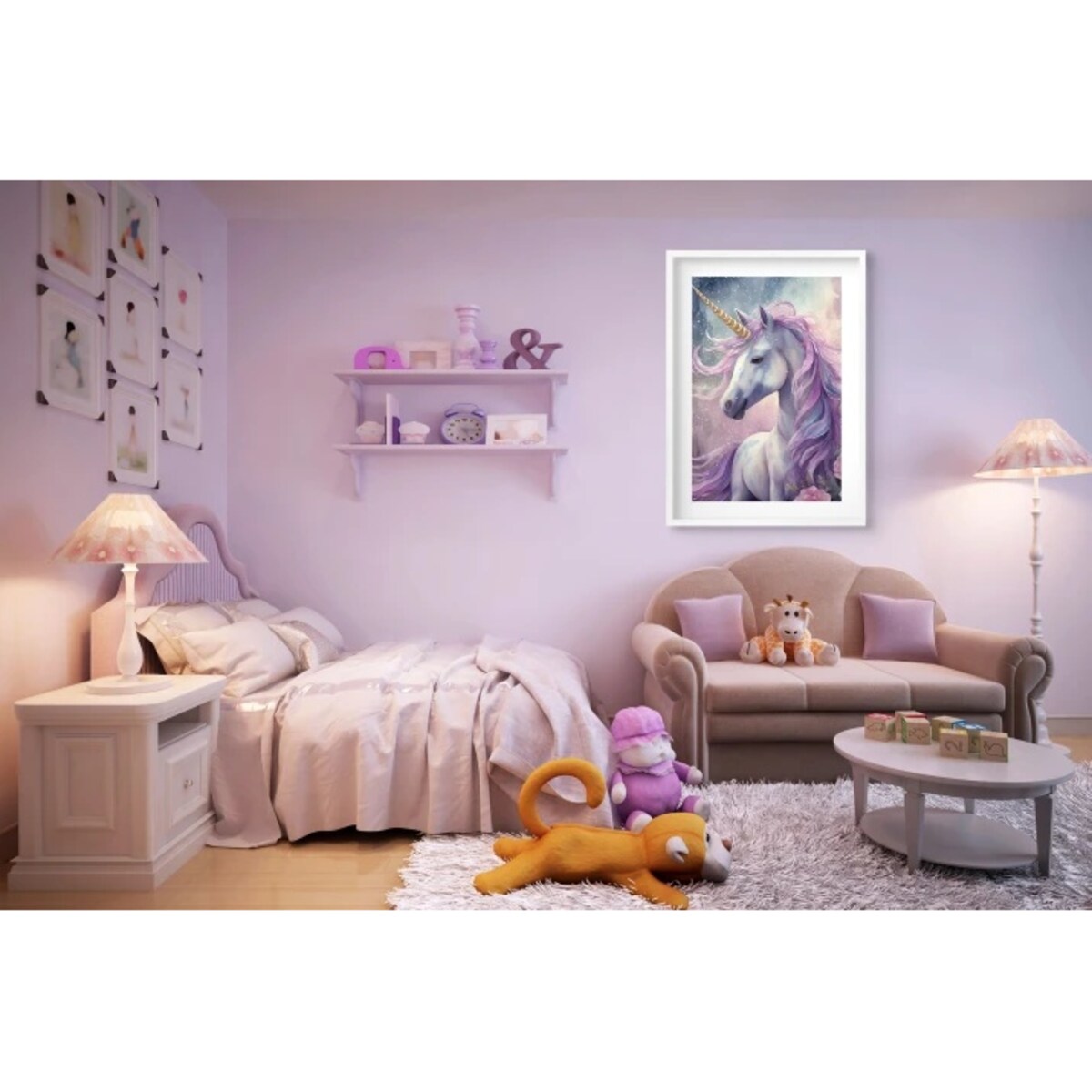 Obraz Plakat Dekoracja w Białej ramie Koń do pokoju dla dziewczynki 50x70