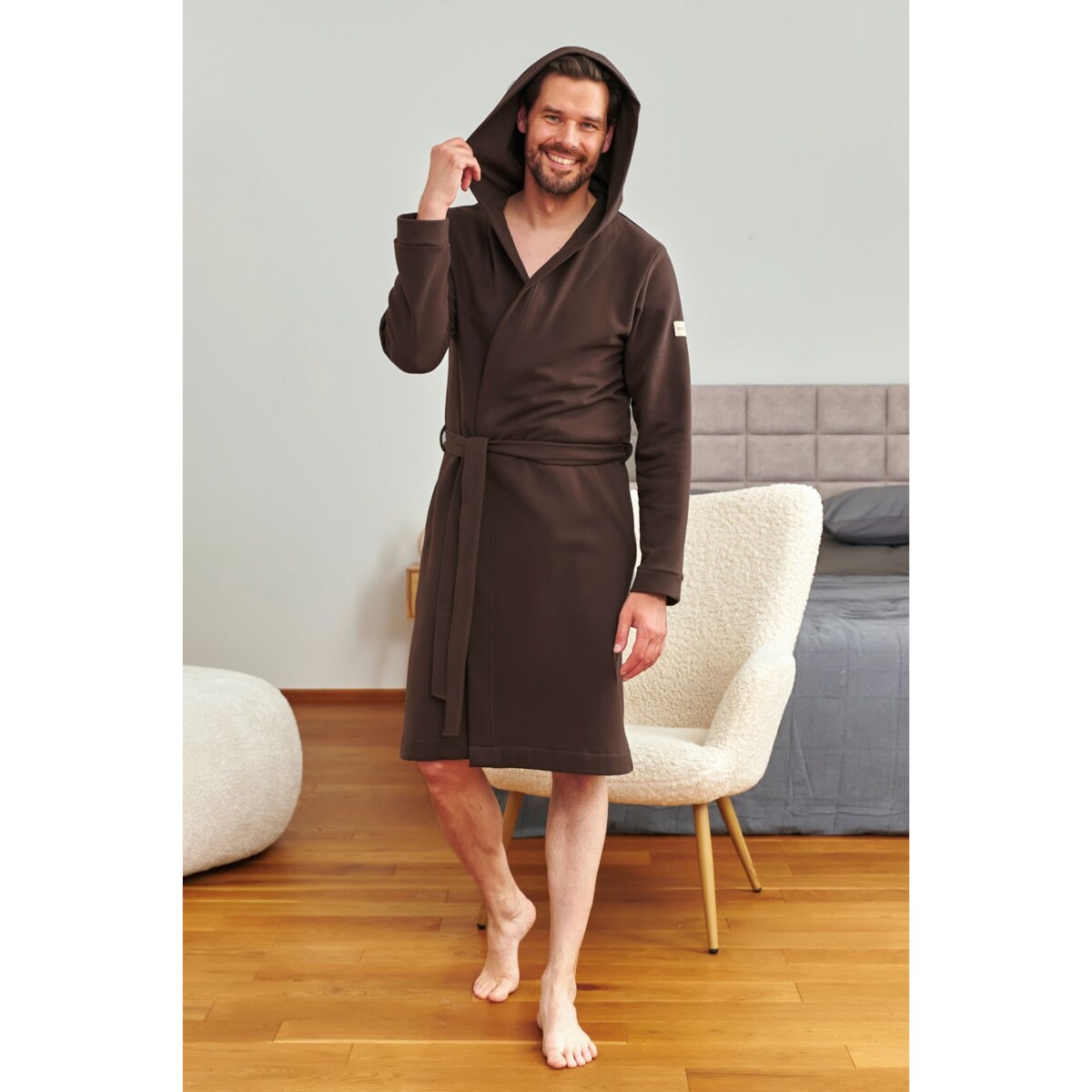 szlafrok męski z kapturem