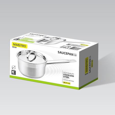Rondel stalowy z pokrywką na indukcję gaz 16cm 1.5L MAESTRO