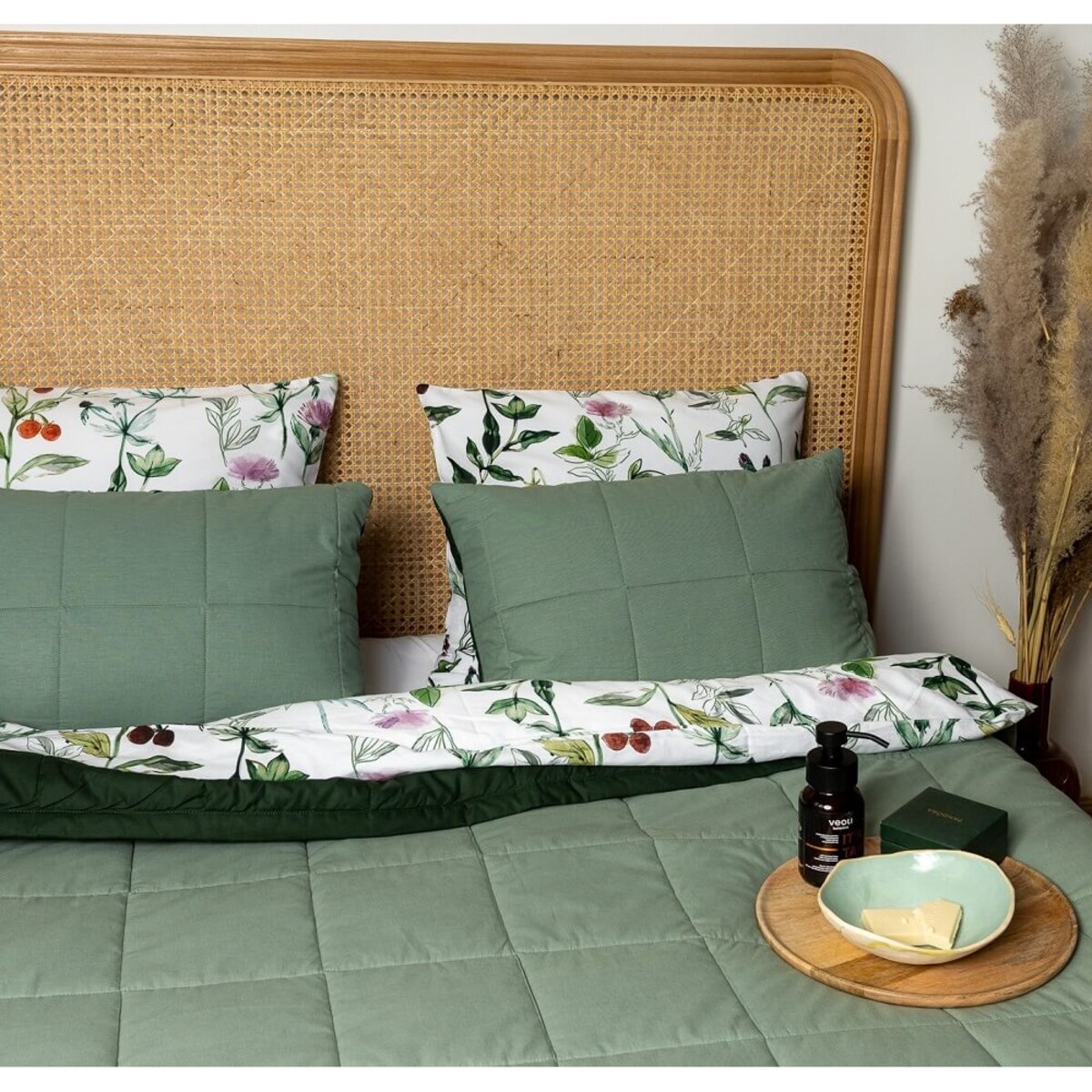 Narzuta pikowana bottle green/sage green 260 x 220 cm