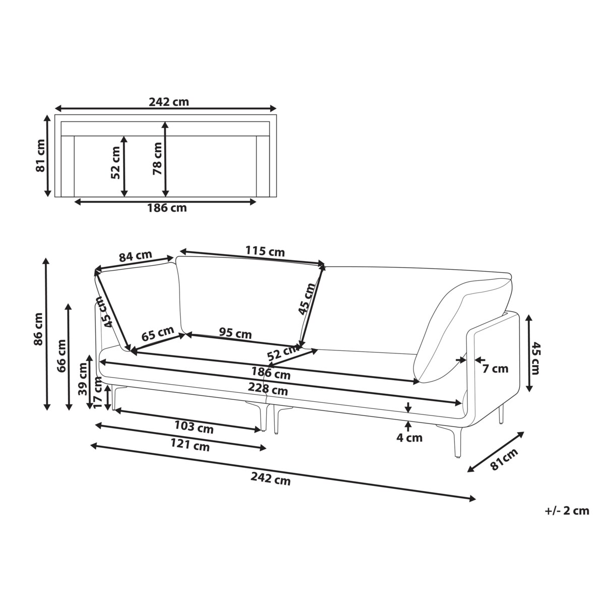 Sofa 3-osobowa ekoskóra czarna REVSNES