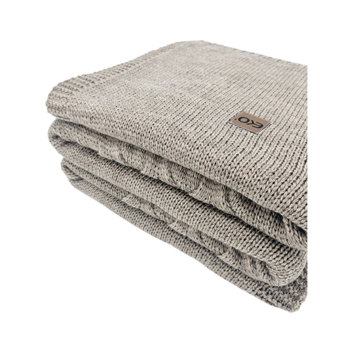 Koc dzianinowy z wełną 200x220 cm – AREZZO200 TAUPE