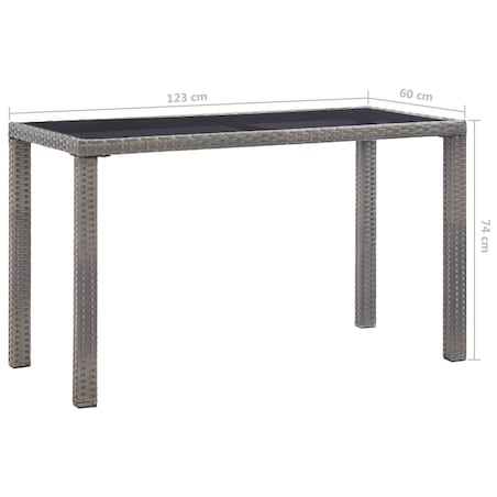 vidaXL Stół ogrodowy, antracytowy, 123x60x74 cm, polirattan