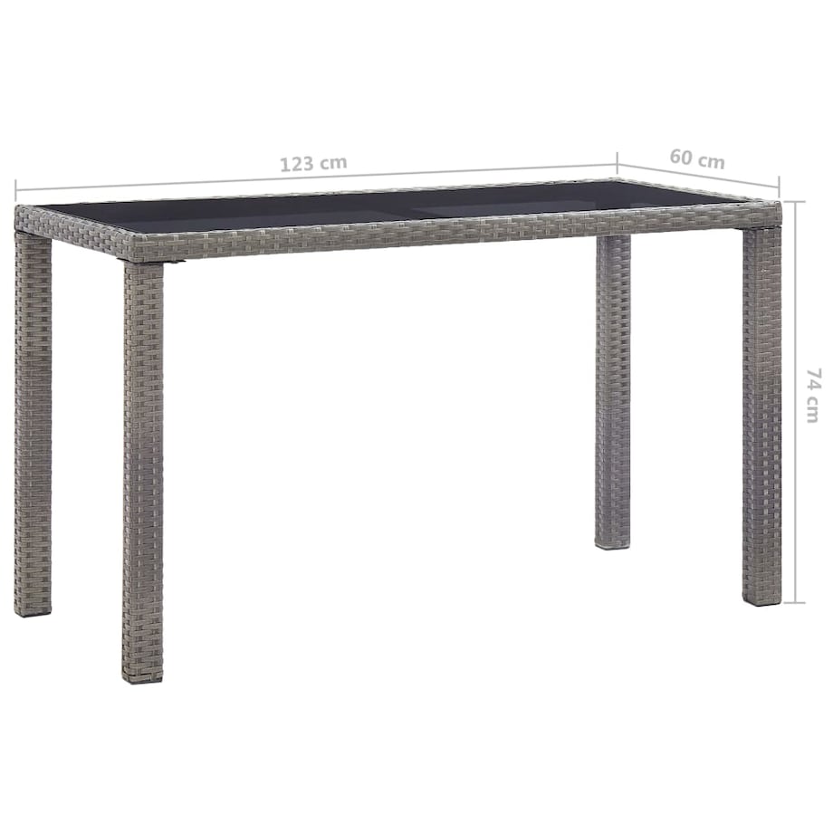 vidaXL Stół ogrodowy, antracytowy, 123x60x74 cm, polirattan