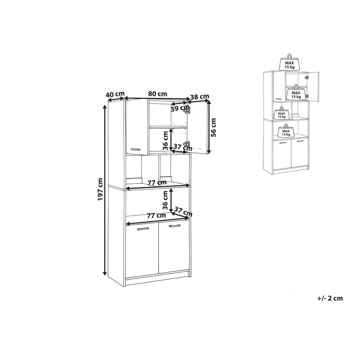 Regał 4-drzwiowy ZEHNA Jasny brąz/ biały