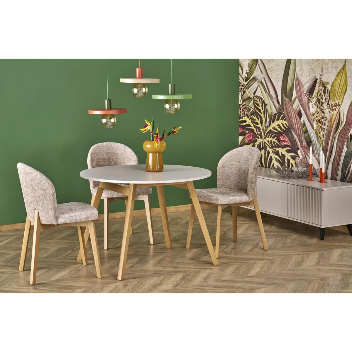 Stół rozkładany RUBEN 102(142)x102 kaszmirowy/buk