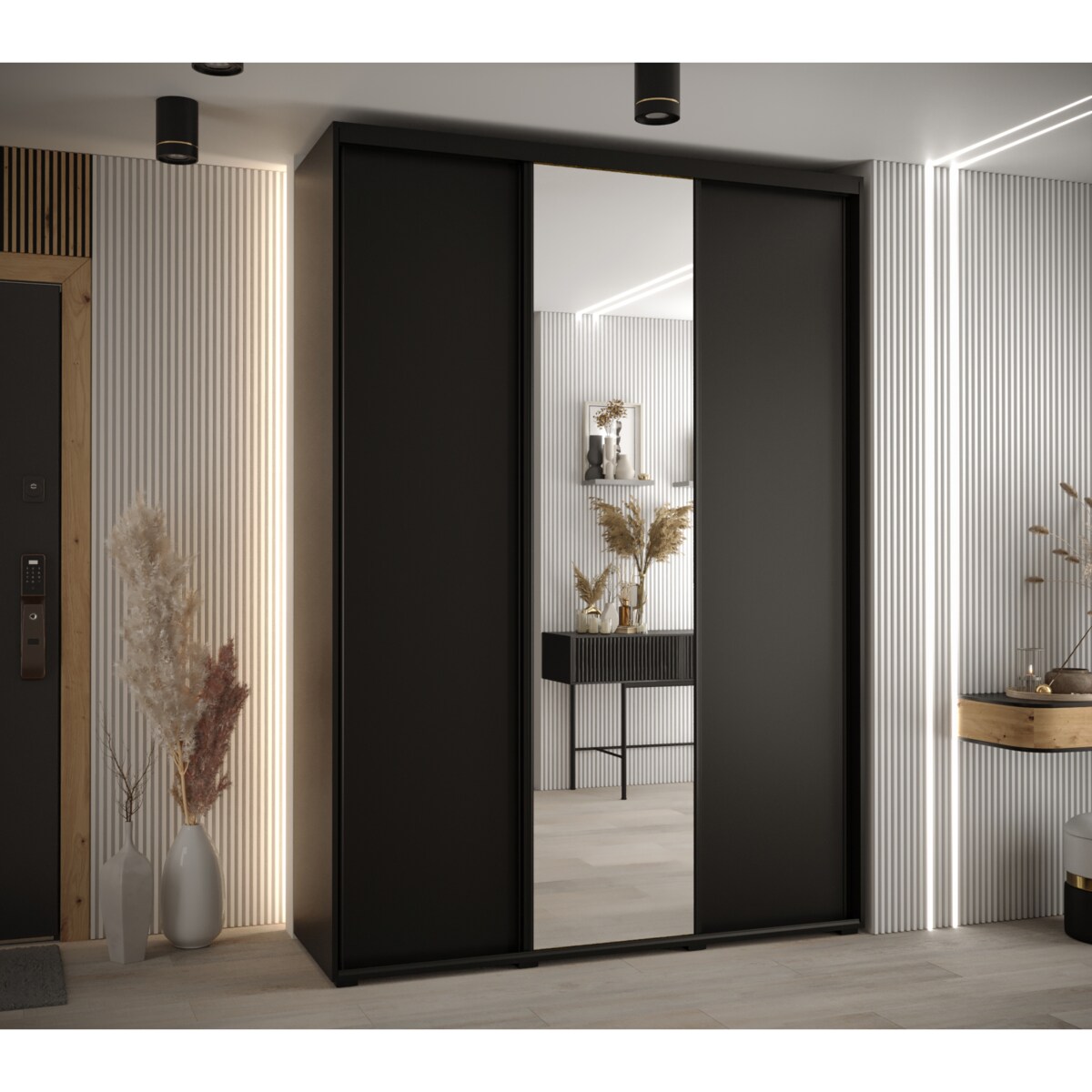 Szafa przesuwna Garderoba DAVOS 3 180 czarny/czarny/czarny