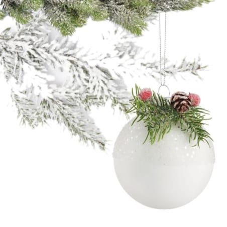 VILLA ITALIA Bombka biała z gałązką 8 cm