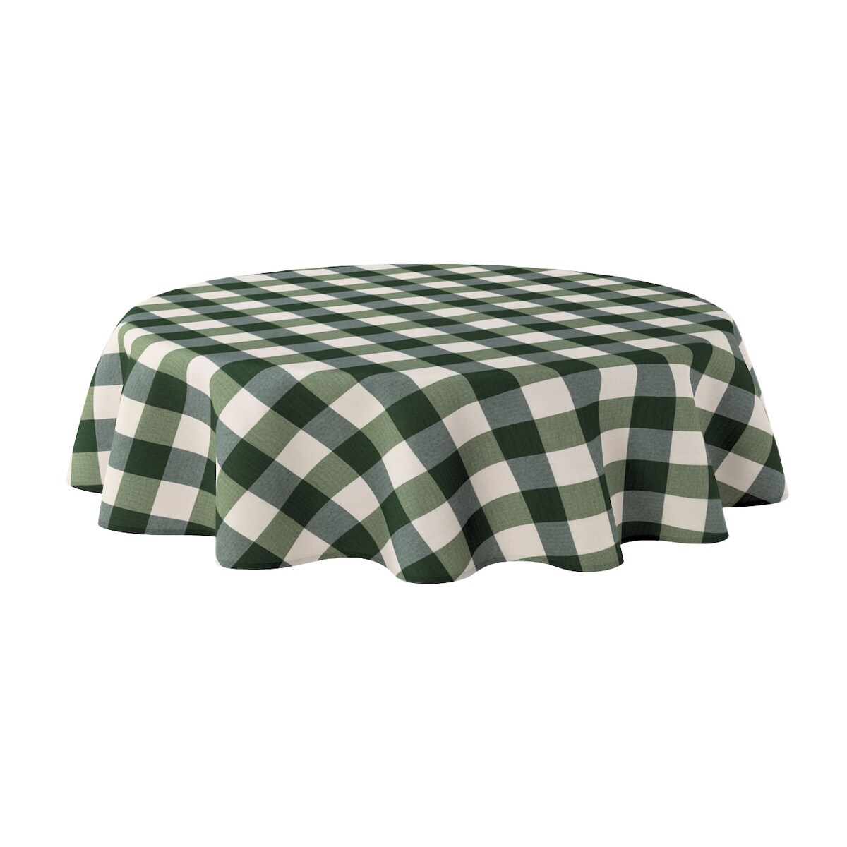 Obrus okrągły 160 x 160 cm zielono-biała krata (5,5x5,5cm)