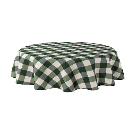 Obrus okrągły 160 x 160 cm zielono-biała krata (5,5x5,5cm)