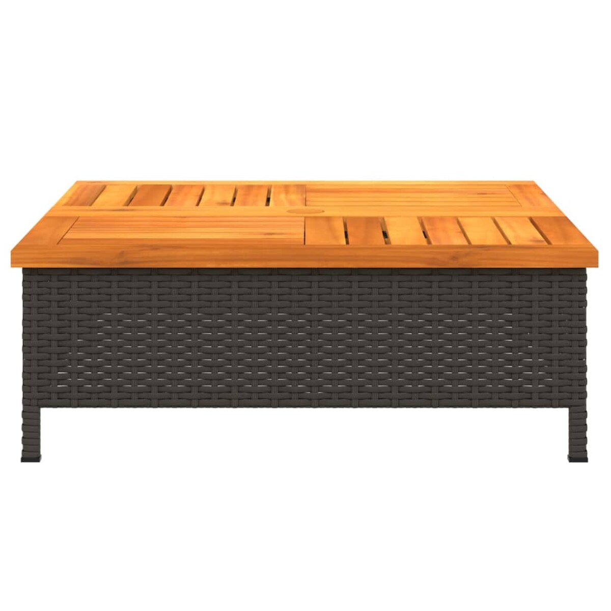 vidaXL Stolik ogrodowy, czarny, 70x70x25 cm, rattan i drewno akacjowe