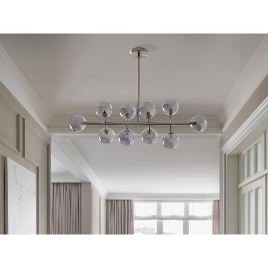 Lampa wisząca 10-punktowa metalowa srebrna RAMIS
