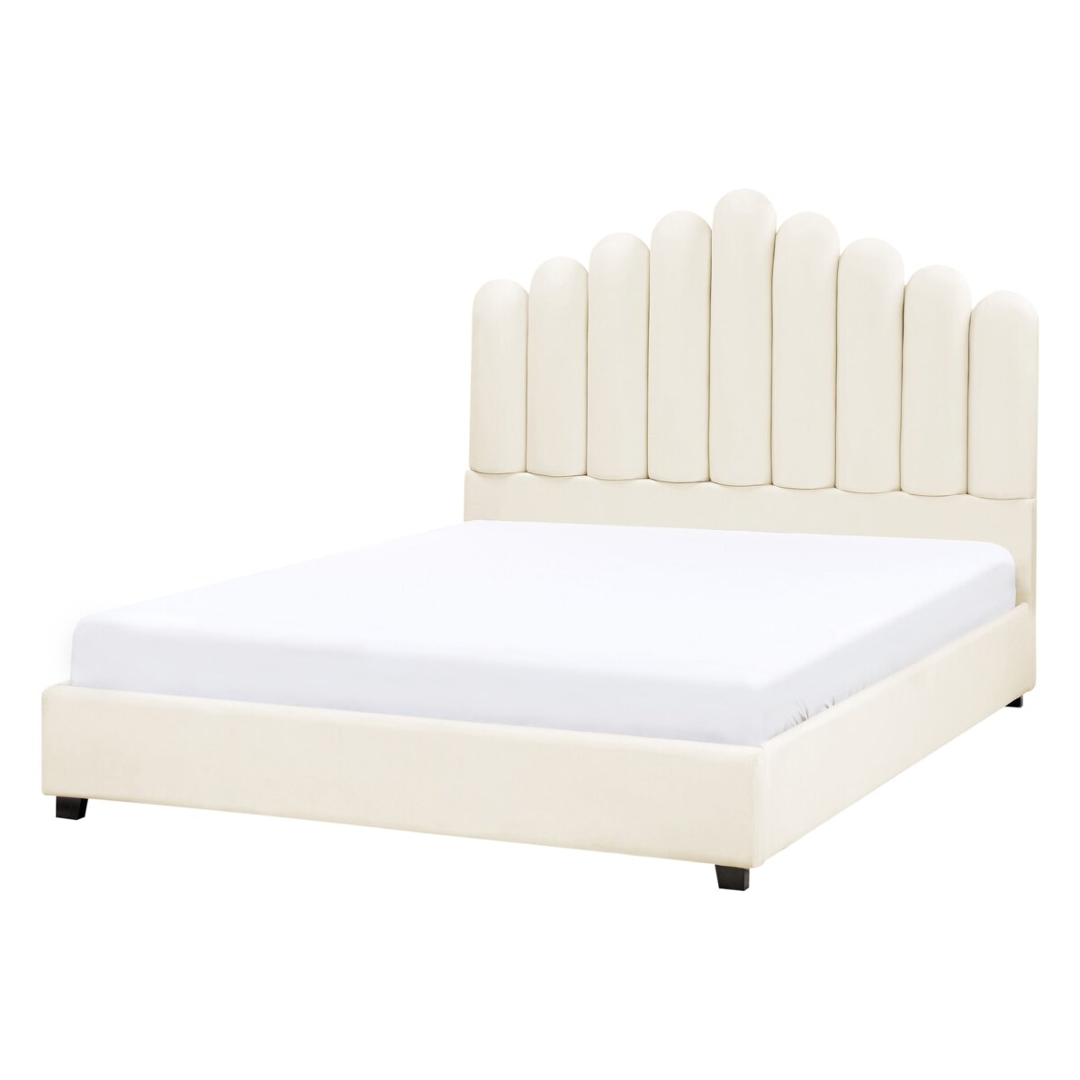 Łóżko wodne Welur VINCENNES 140 x 200 cm Złamana biel