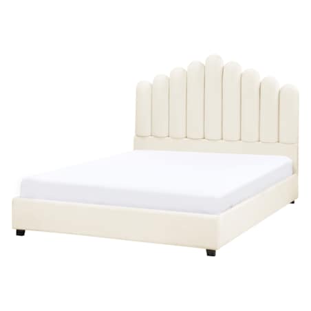 Łóżko wodne Welur VINCENNES 140 x 200 cm Złamana biel