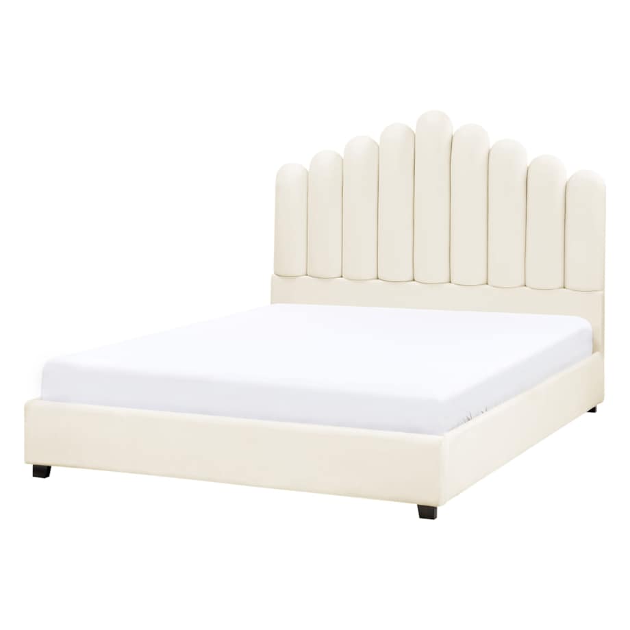 Łóżko wodne Welur VINCENNES 140 x 200 cm Złamana biel