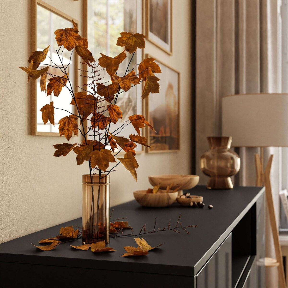 Komoda z szufladami VILLA z wstawką dąb wotan, czarny + dąb wotan