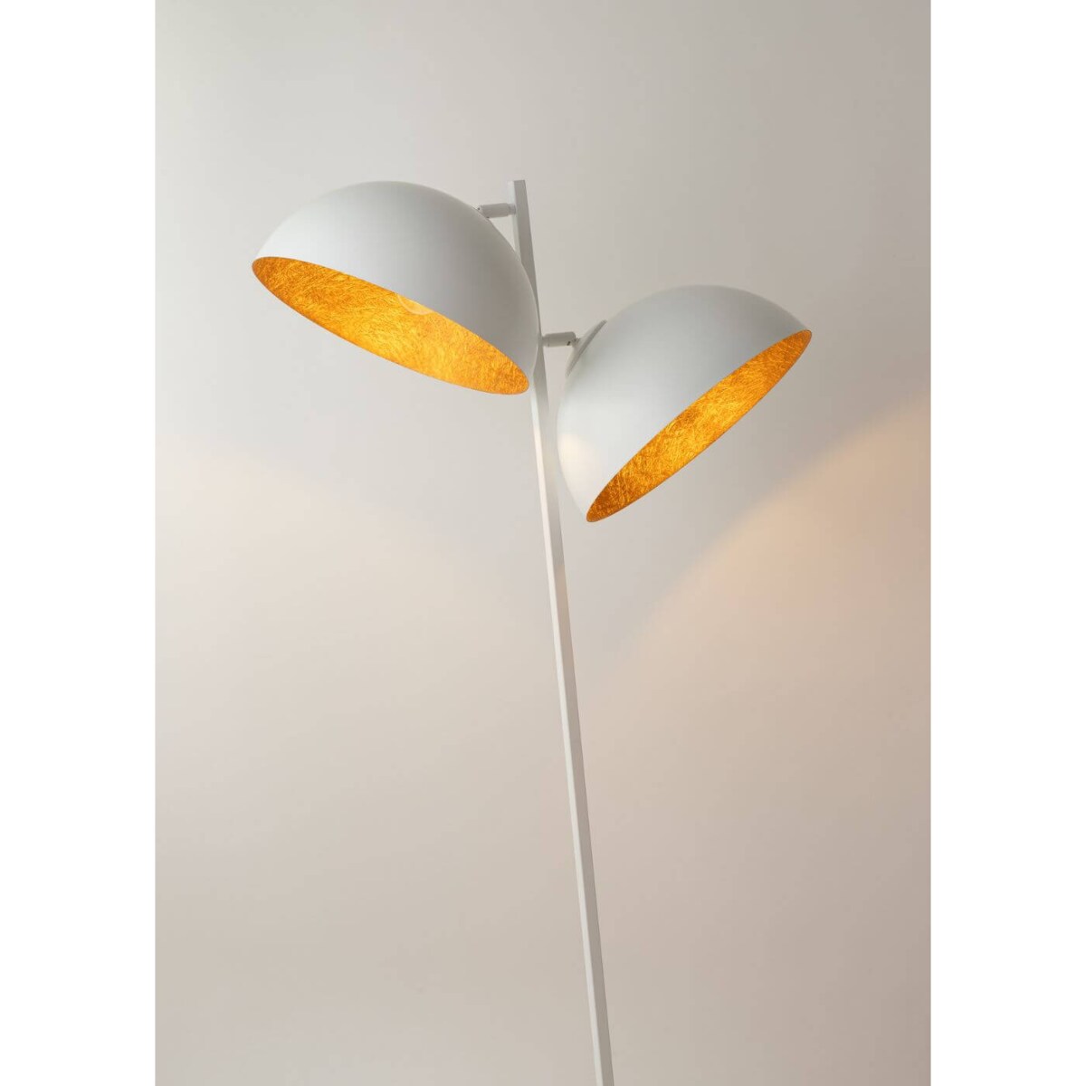 Stojąca lampa podłogowa Sfera kopuły białe miedziane