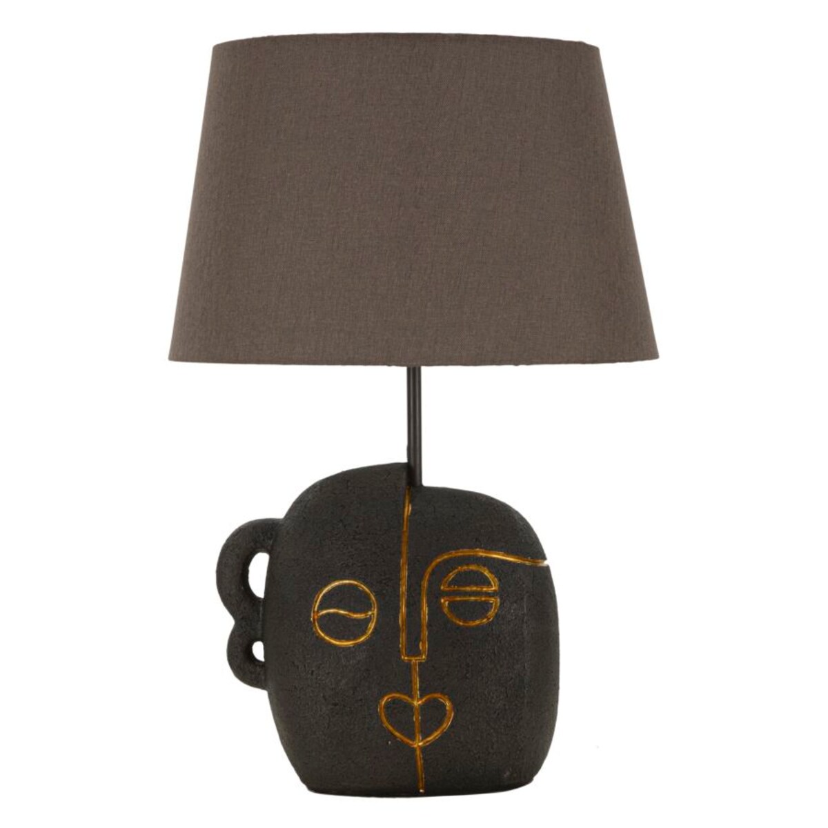 Lampa stołowa Tribal - A, kolor brązowy i złoty, żywica syntetyczna, żelazo i tkanina, 30,5 x 30,5 x 46 cm, 1 x E27, max. 40 W, Mauro Ferretti