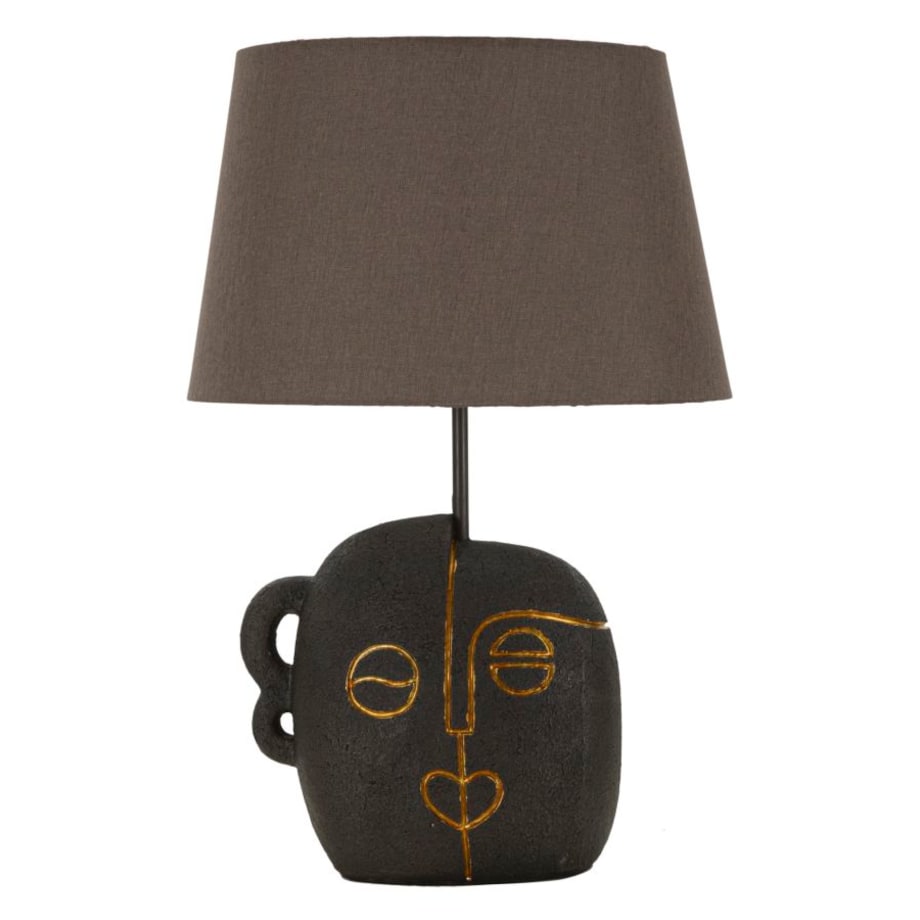 Lampa stołowa Tribal - A, kolor brązowy i złoty, żywica syntetyczna, żelazo i tkanina, 30,5 x 30,5 x 46 cm, 1 x E27, max. 40 W, Mauro Ferretti