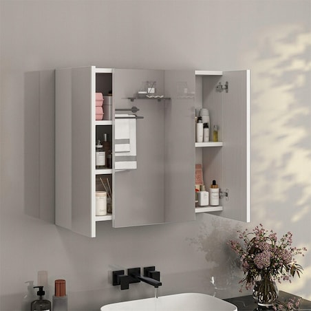 Wisząca szafka łazienkowa z trójdzielnym lustrem