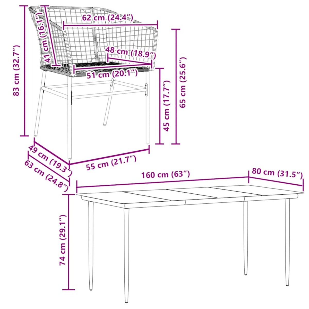 vidaXL 5-częściowy zestaw obiadowy do ogrodu, brązowy polirattan szkło