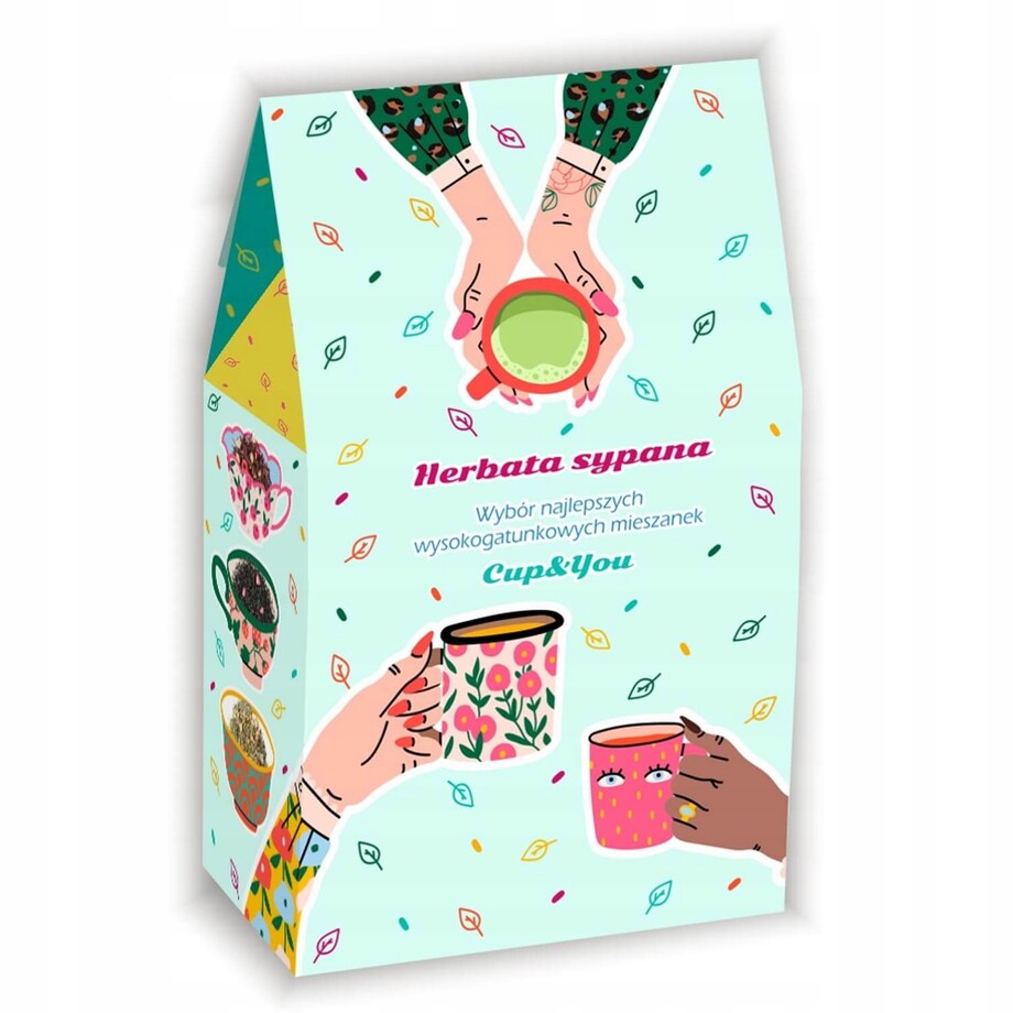 Herbaciany zestaw upominkowy 12 najlepszych smaków BESTSELLERY CUP&YOU - herbaty sypane liściaste na prezent upominek dla kobiety faceta mężczyzny
