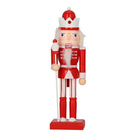 Figurka DZIADEK DO ORZECHÓW 25 cm czerwony w koronie