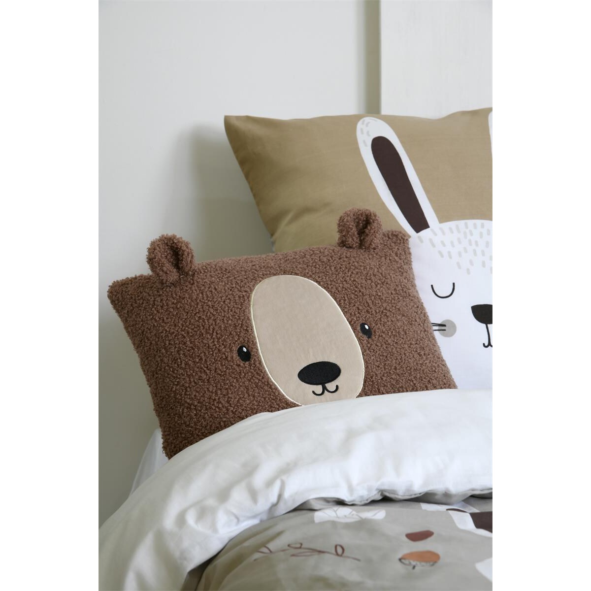 Poduszka dziecięca z uszkami miś GABIN, 40 x 40 cm