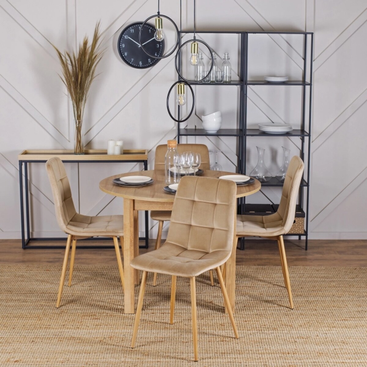 Krzesło Tapicerowane Skandynawskie Welurowe Jadalni Salon Loft Beżowe FREDY