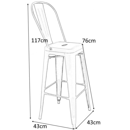 Krzesło barowe Tower Big Back KH010100967 do kuchni szare
