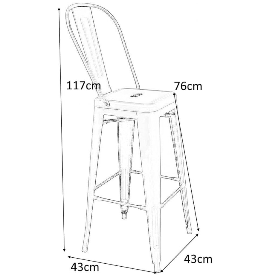 Krzesło barowe Tower Big Back KH010100967 do kuchni szare