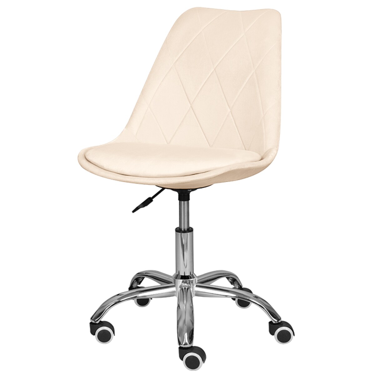 Krzesło biurowe fotel obrotowy welurowy pikowany beżowy do biurka