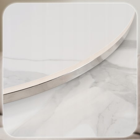 Stolik Kawowy Okrągły Zestaw 2w1 Ława Glamour Marmur Biały AMARA MAX