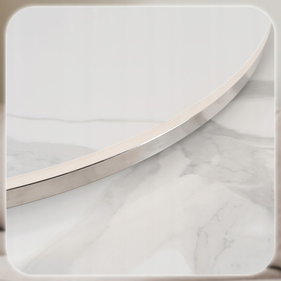 Stolik Kawowy Okrągły Zestaw 2w1 Ława Glamour Marmur Biały AMARA MAX