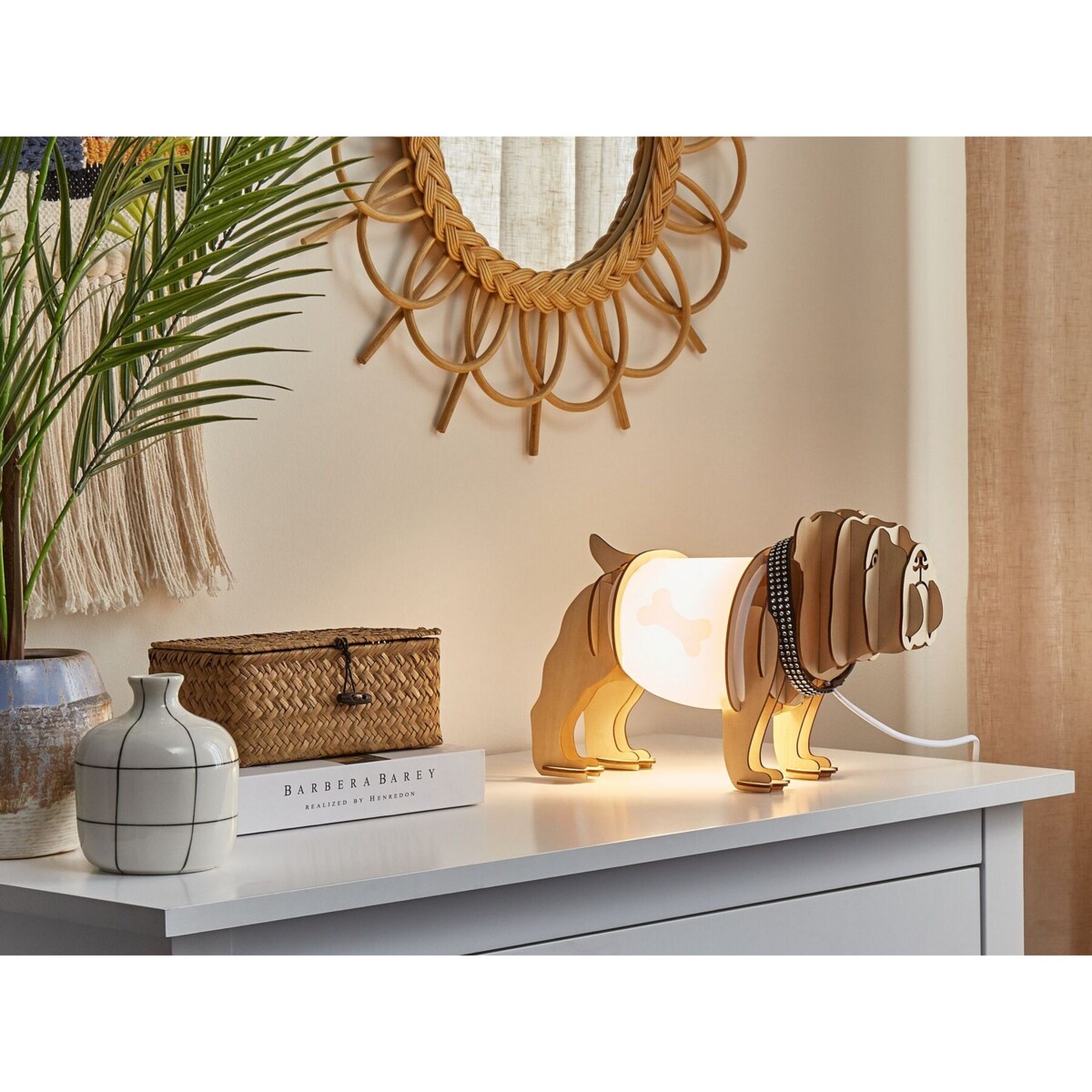 Lampa stołowa pies jasne drewno DOUCE