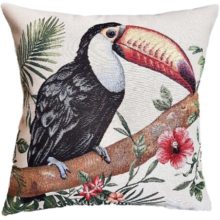 Poszewka Na Poduszkę Jasiek 45X45 Cm Żakardowa Dekoracyjna Ozdobna Tukan