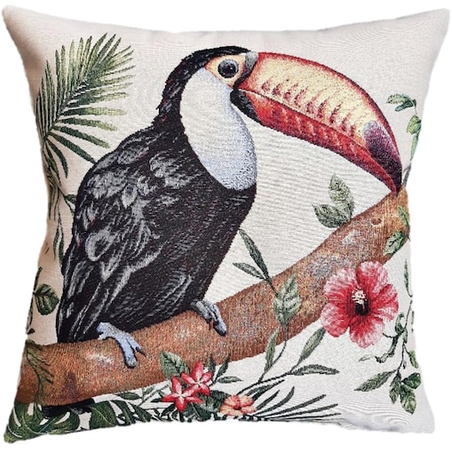 Poszewka Na Poduszkę Jasiek 45X45 Cm Żakardowa Dekoracyjna Ozdobna Tukan