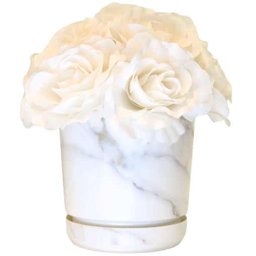 18 cm wzór MARMUR WENECKI Doniczka z podstawką biała + szare złote el. imitacja kamienia wykoń. satynowe matowe stiuk