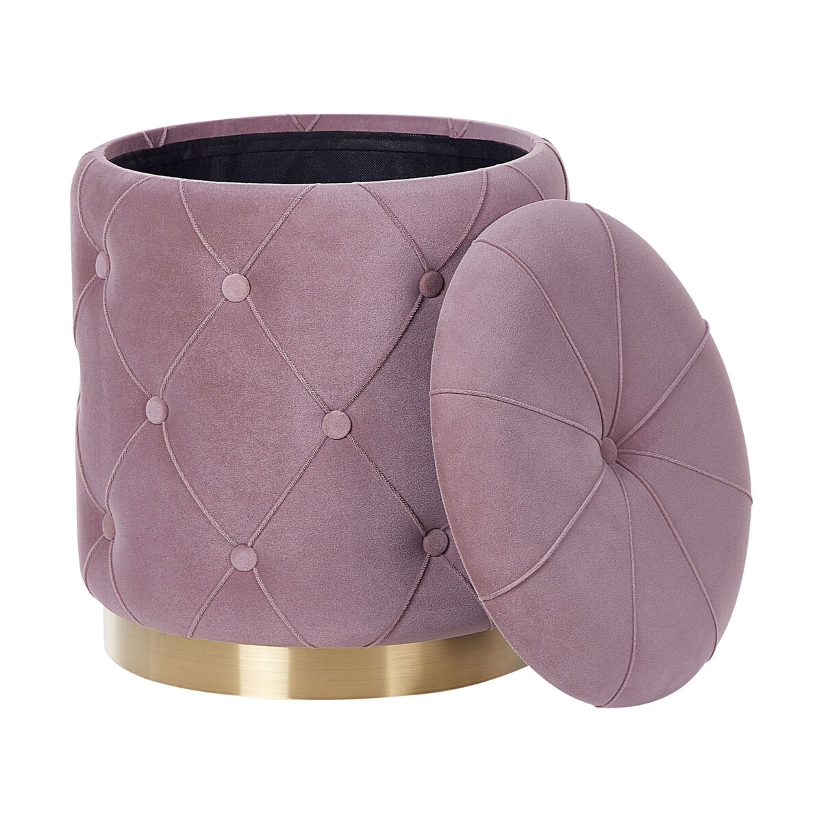 Zestaw 2 pufów ze schowkiem różowy PUEBLO