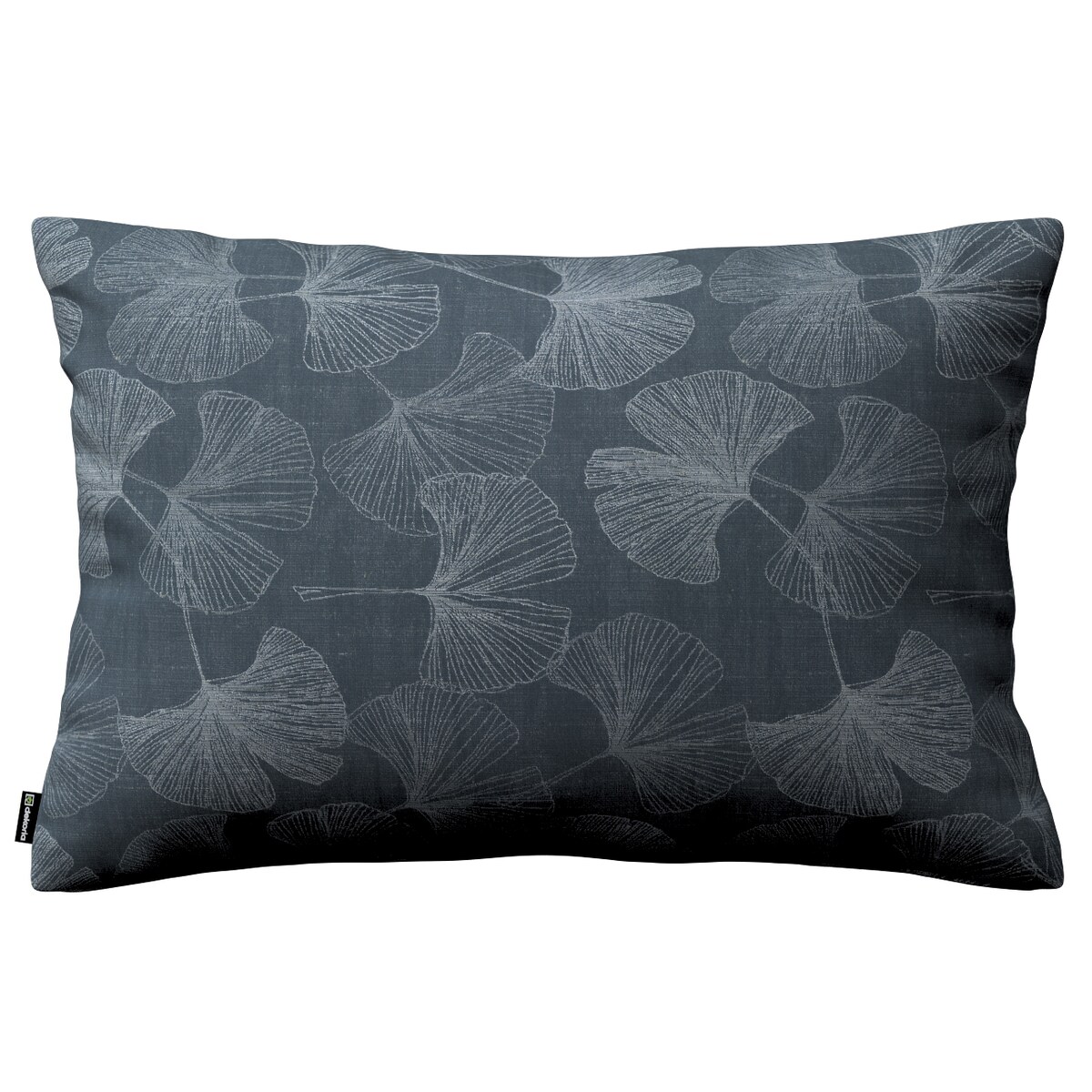 Poszewka Kinga na poduszkę prostokątną 60x40 szaro-srebrne liście miłorzębu na grafitowym tle