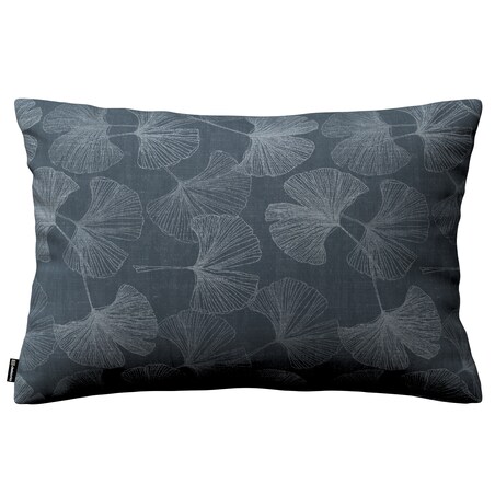 Poszewka Kinga na poduszkę prostokątną 60x40 szaro-srebrne liście miłorzębu na grafitowym tle