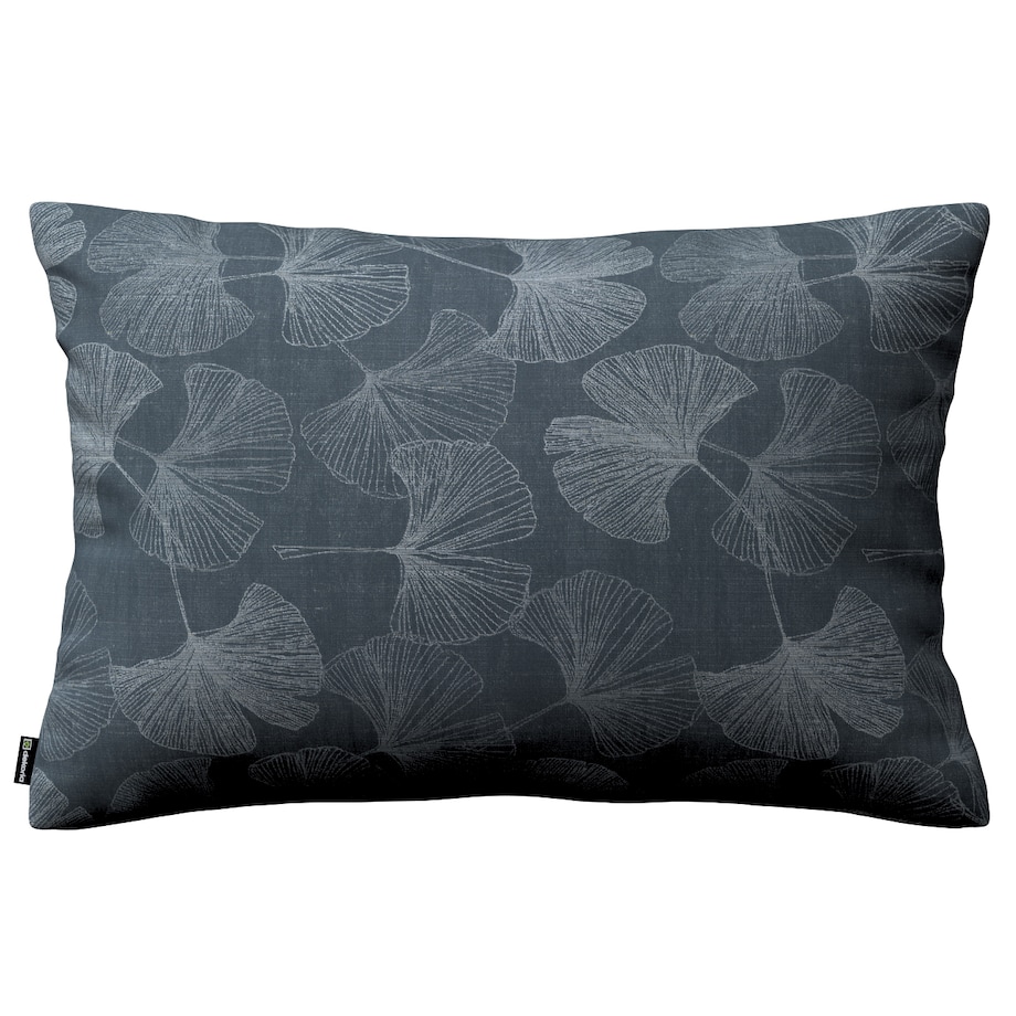 Poszewka Kinga na poduszkę prostokątną 60x40 szaro-srebrne liście miłorzębu na grafitowym tle