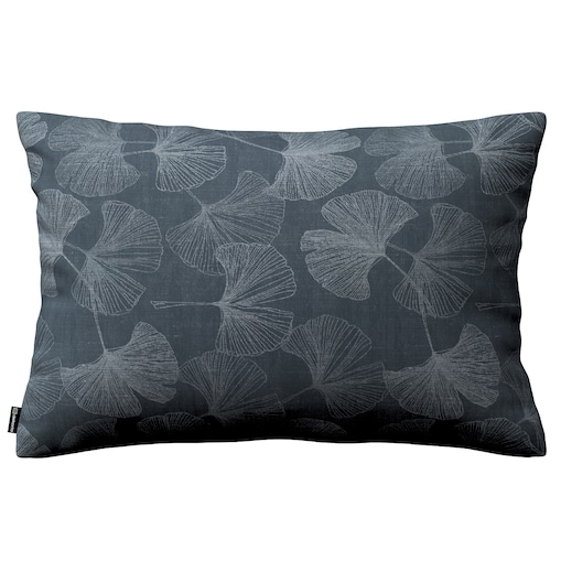 Poszewka Kinga na poduszkę prostokątną 60x40 szaro-srebrne liście miłorzębu na grafitowym tle