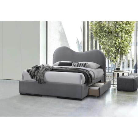 Łóżko AMBER 160x200 szare z szufladami