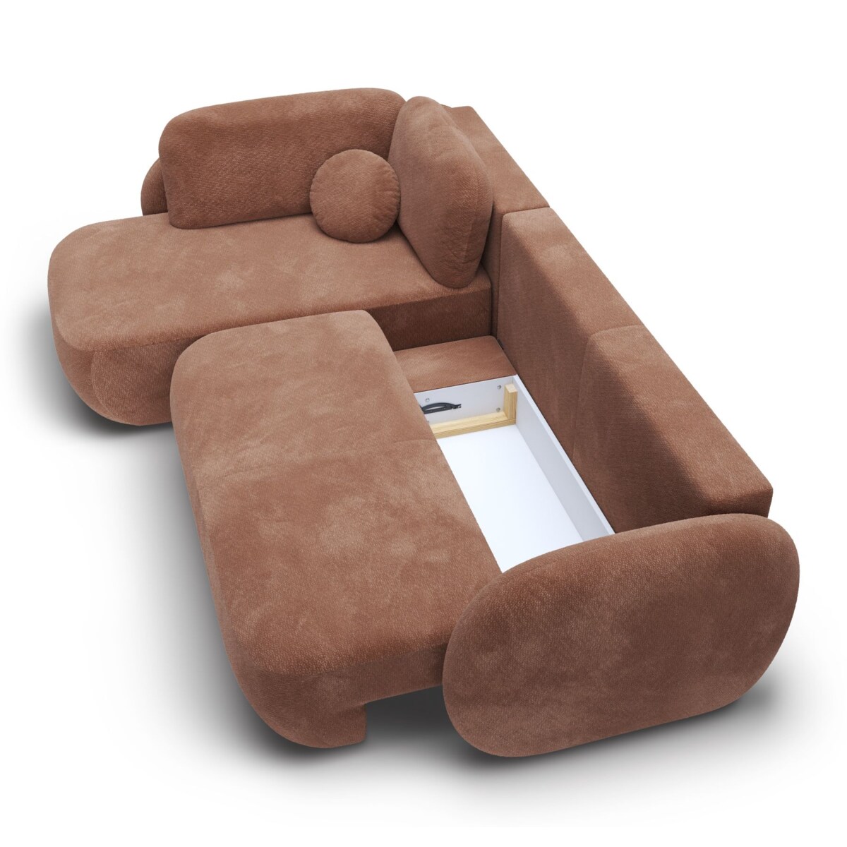 Nowoczesny Narożnik rozkładany OLIVIO II, lewy, brązowy