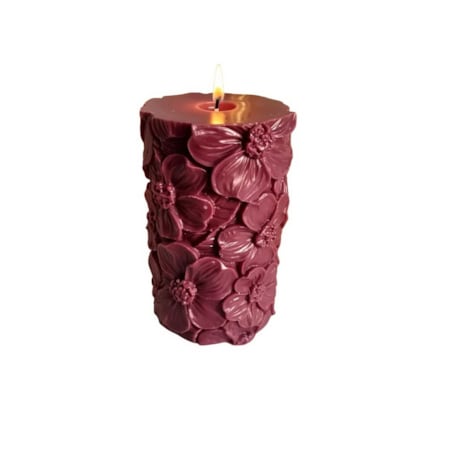 Świeca sojowa ekologiczna dekoracyjna walec bordowa, śliwkowa "Burgundy Touch" 105x65mm