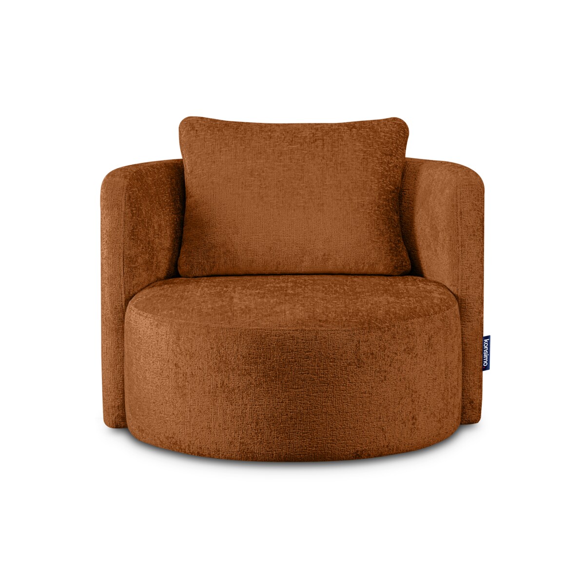 KONSIMO RAGGI Zestaw fotel i puf obrotowy rudy